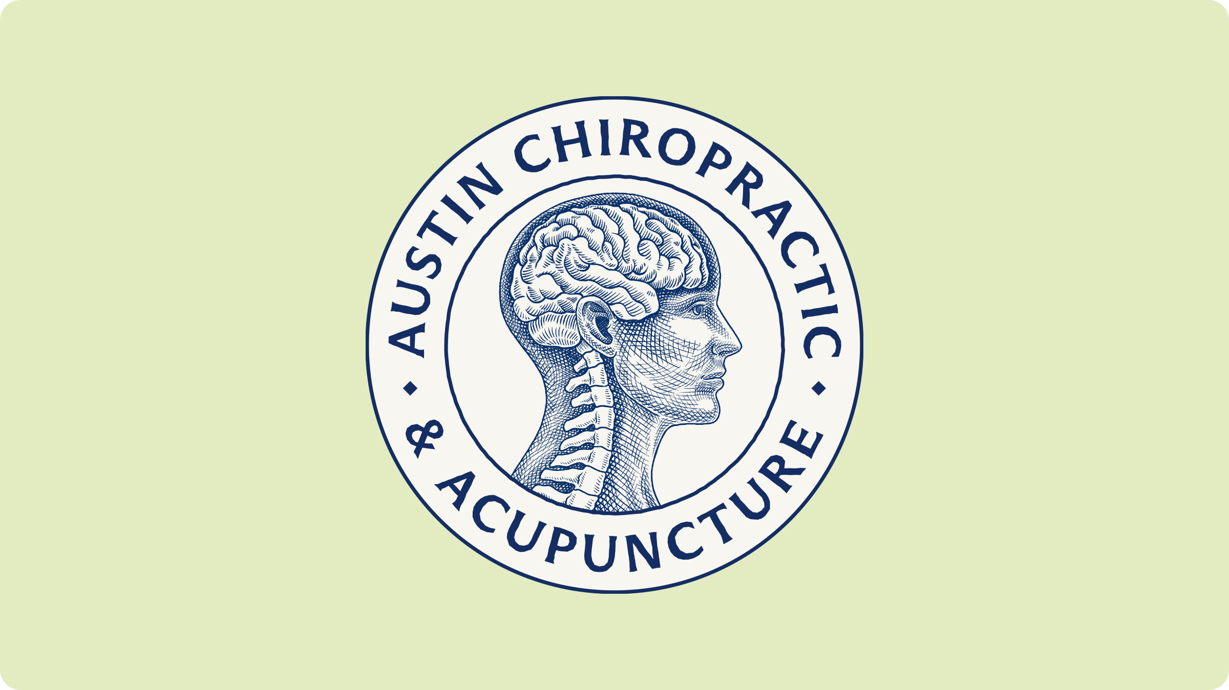Austin Chiropractic & Acupuncture logo — circular badge with brain and spine illustration