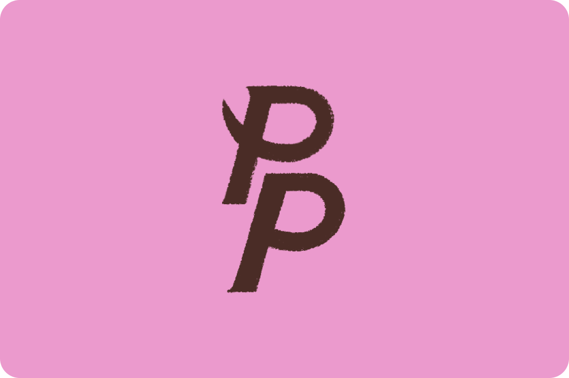 Polished Pup monogram interlocking PP letterform icon